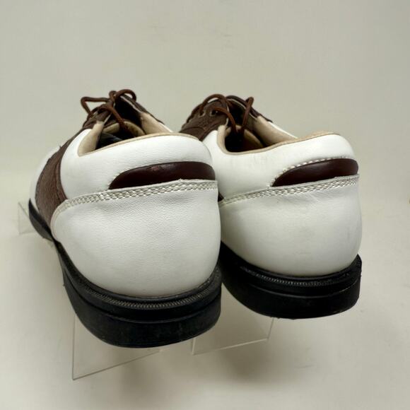 Dexter Leather Pivot Pro Golf Shoes Mens 9 1/2 Oxford Saddle Brown White K.5.4 - Picture 10 of 15
